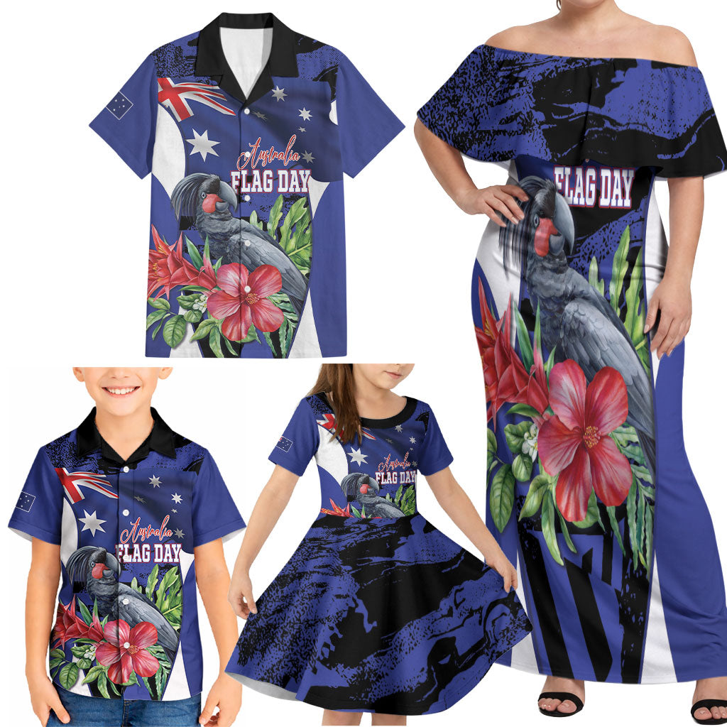 Australian National Flag Day Family Matching Off Shoulder Maxi Dress and Hawaiian Shirt Palm Cockatoo Proud Of Our Flag