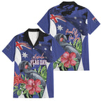 Australian National Flag Day Family Matching Off Shoulder Short Dress and Hawaiian Shirt Palm Cockatoo Proud Of Our Flag