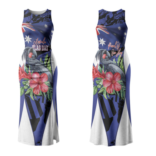 Australian National Flag Day Family Matching Tank Maxi Dress and Hawaiian Shirt Palm Cockatoo Proud Of Our Flag