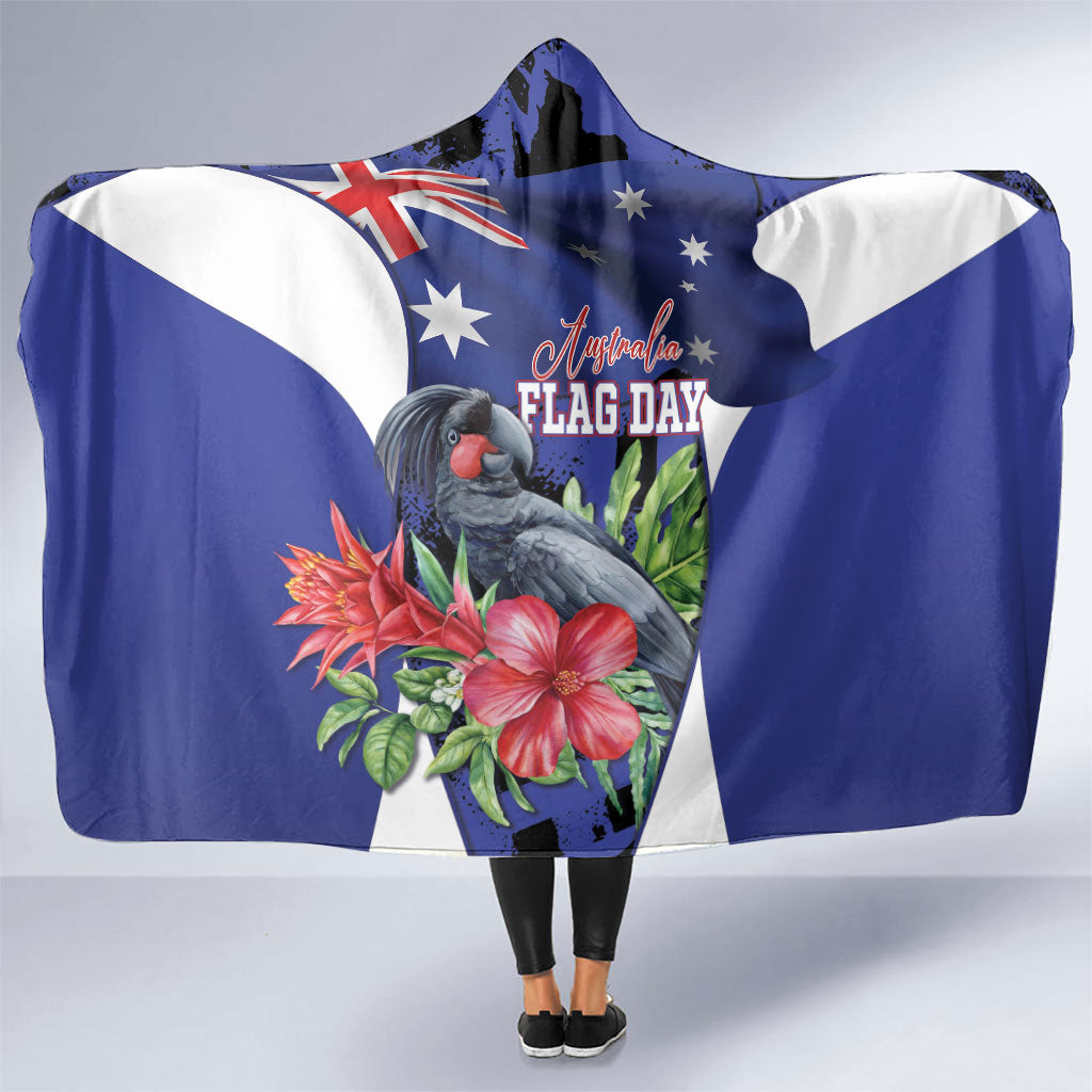 Australian National Flag Day Hooded Blanket Palm Cockatoo Proud Of Our Flag