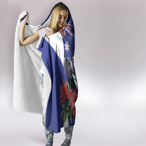 Australian National Flag Day Hooded Blanket Palm Cockatoo Proud Of Our Flag