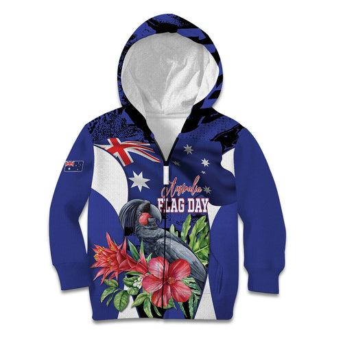 Australian National Flag Day Kid Hoodie Palm Cockatoo Proud Of Our Flag
