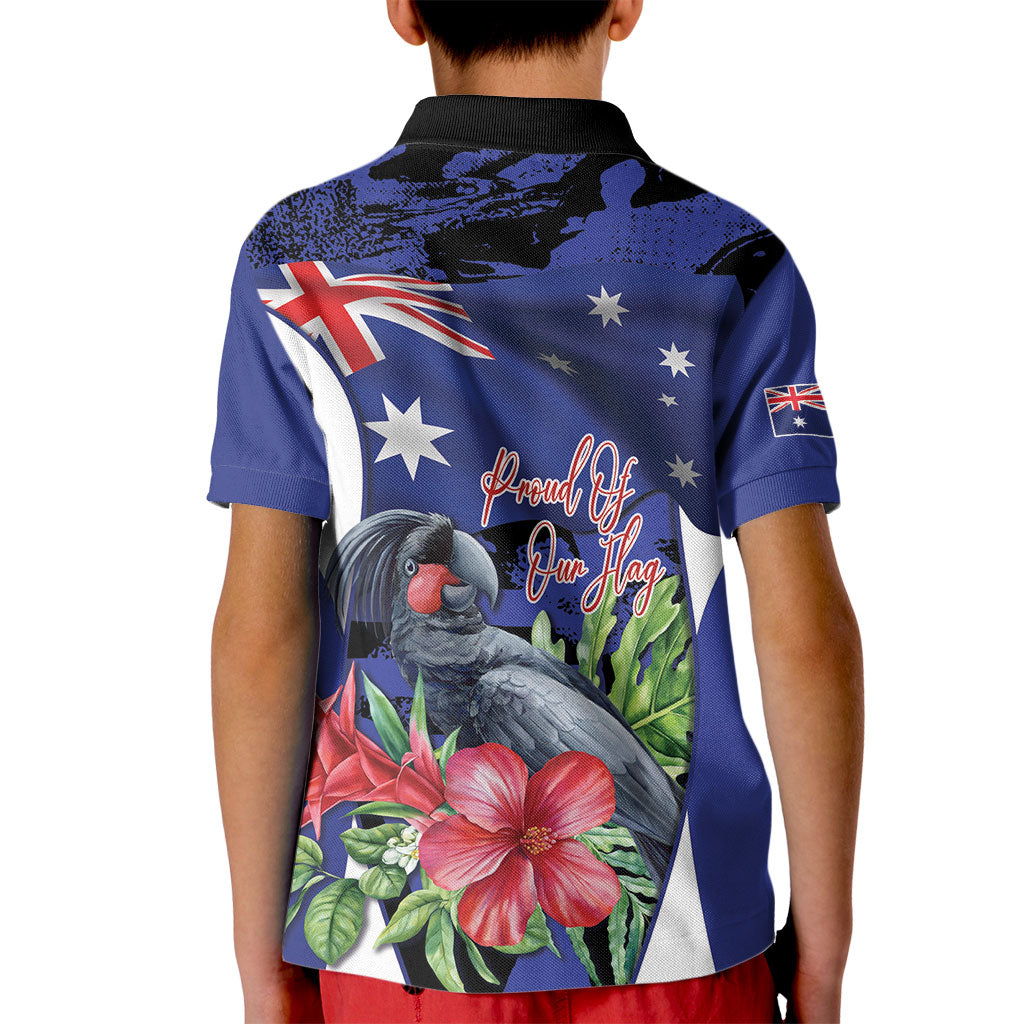 Australian National Flag Day Kid Polo Shirt Palm Cockatoo Proud Of Our Flag