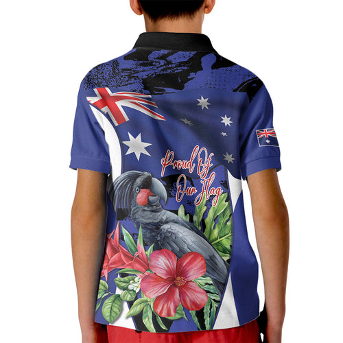 Australian National Flag Day Kid Polo Shirt Palm Cockatoo Proud Of Our Flag