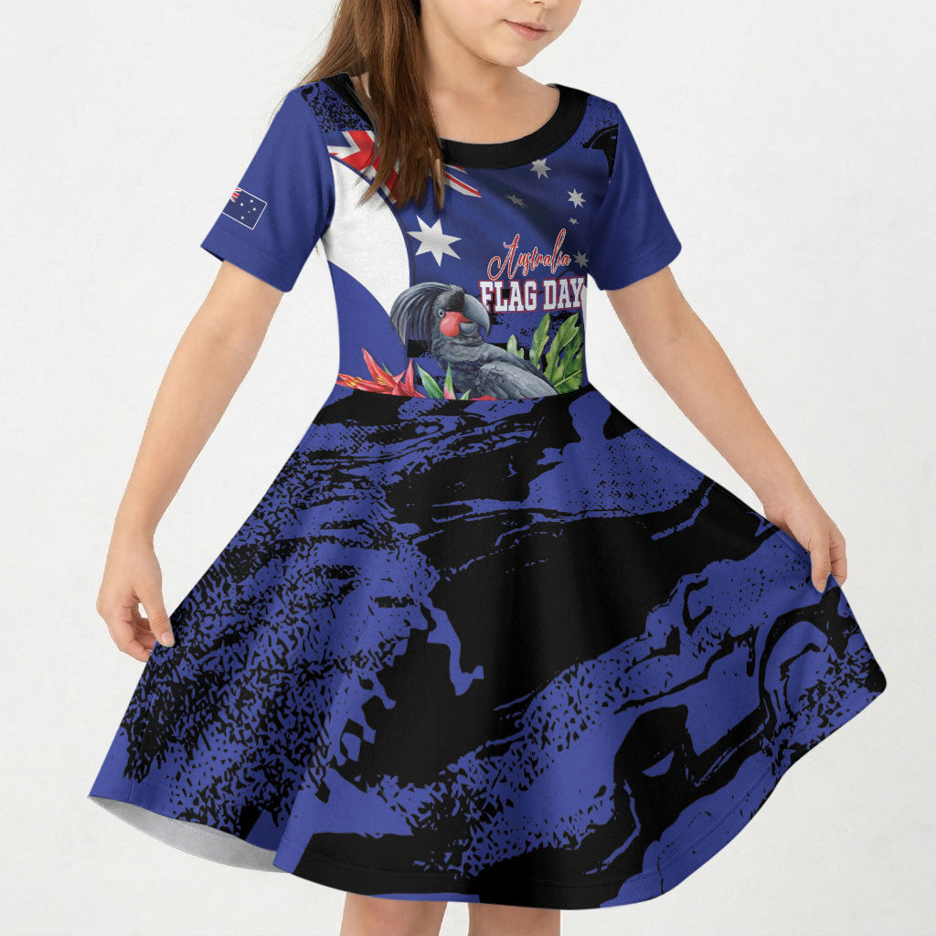Australian National Flag Day Kid Short Sleeve Dress Palm Cockatoo Proud Of Our Flag