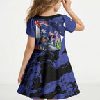 Australian National Flag Day Kid Short Sleeve Dress Palm Cockatoo Proud Of Our Flag