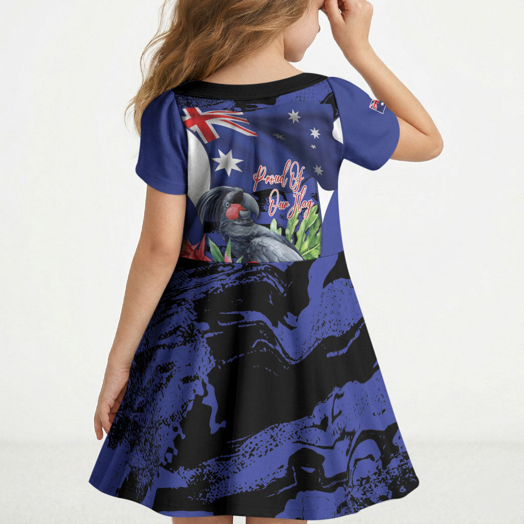 Australian National Flag Day Kid Short Sleeve Dress Palm Cockatoo Proud Of Our Flag