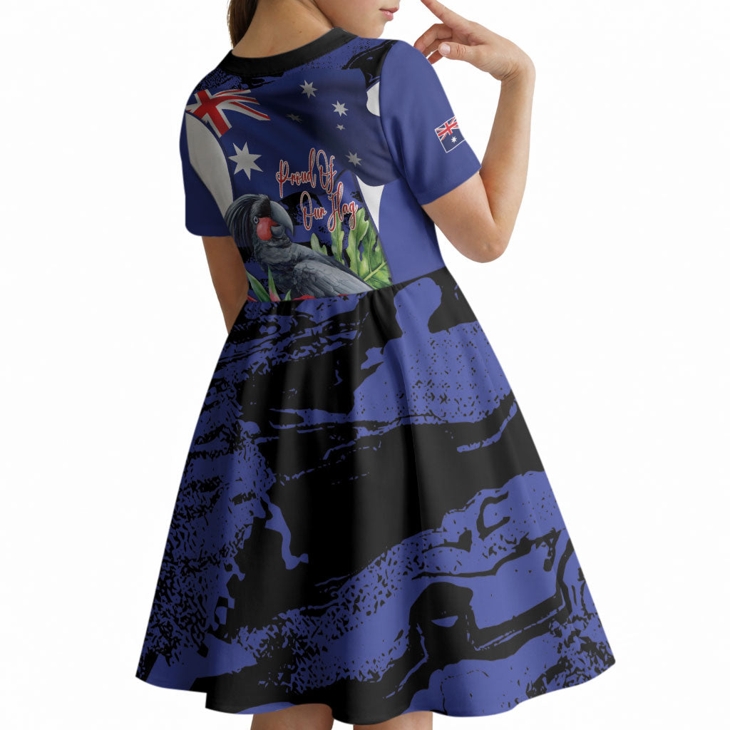 Australian National Flag Day Kid Short Sleeve Dress Palm Cockatoo Proud Of Our Flag