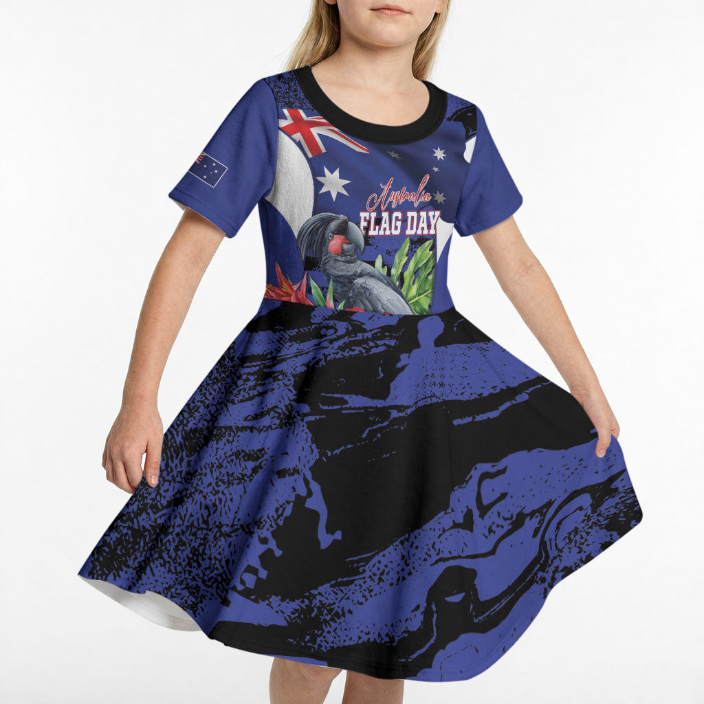 Australian National Flag Day Kid Short Sleeve Dress Palm Cockatoo Proud Of Our Flag