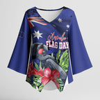 Australian National Flag Day Kimono Sleeve Blouse Palm Cockatoo Proud Of Our Flag