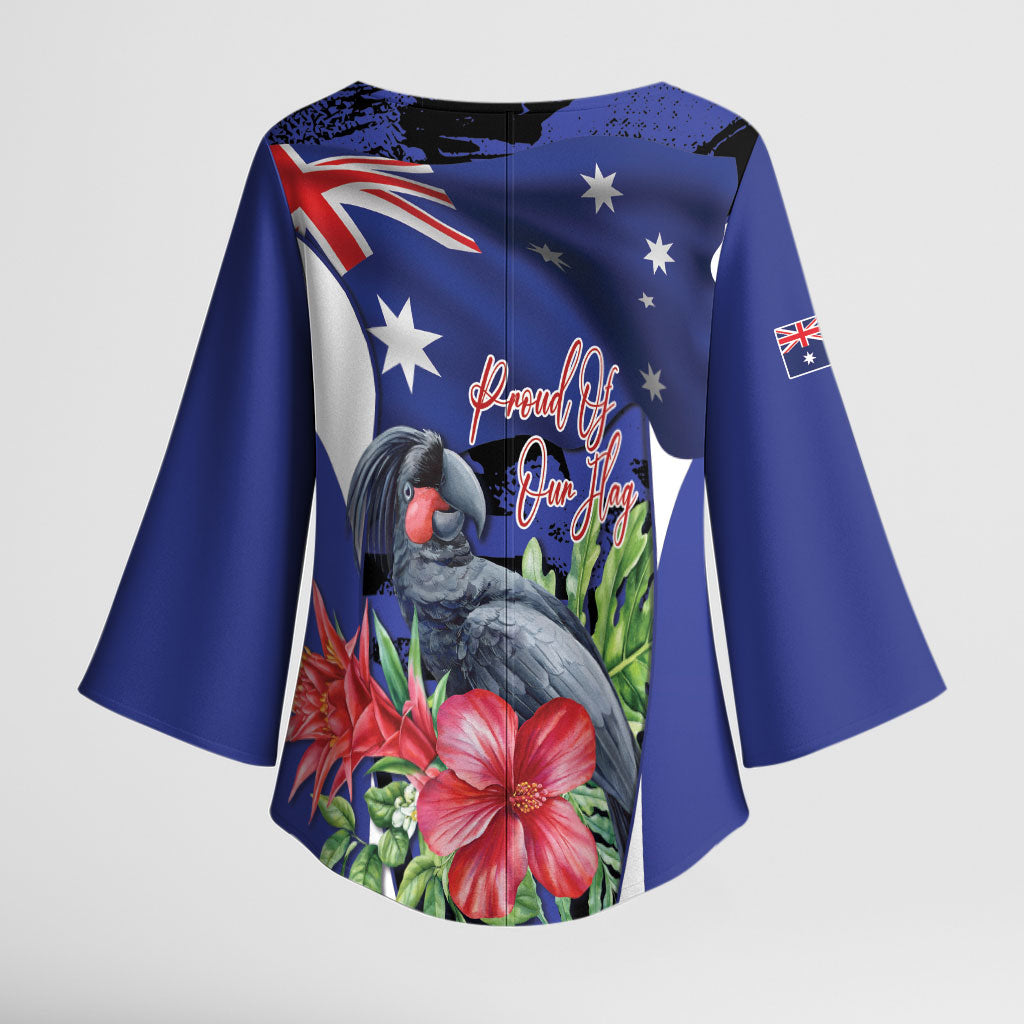 Australian National Flag Day Kimono Sleeve Blouse Palm Cockatoo Proud Of Our Flag