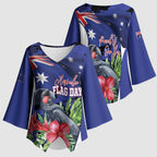 Australian National Flag Day Kimono Sleeve Blouse Palm Cockatoo Proud Of Our Flag
