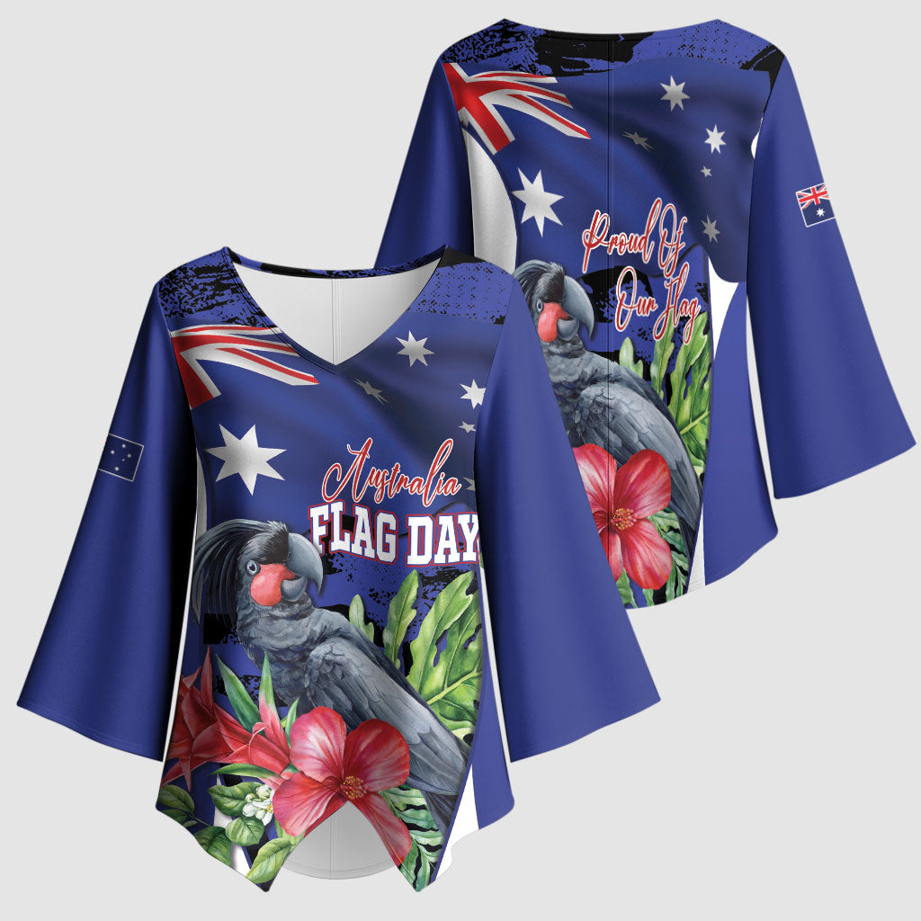 Australian National Flag Day Kimono Sleeve Blouse Palm Cockatoo Proud Of Our Flag