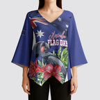 Australian National Flag Day Kimono Sleeve Blouse Palm Cockatoo Proud Of Our Flag
