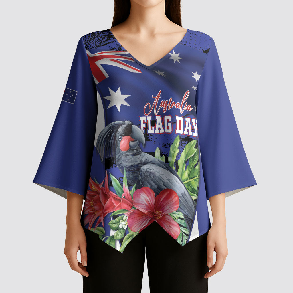 Australian National Flag Day Kimono Sleeve Blouse Palm Cockatoo Proud Of Our Flag