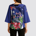 Australian National Flag Day Kimono Sleeve Blouse Palm Cockatoo Proud Of Our Flag