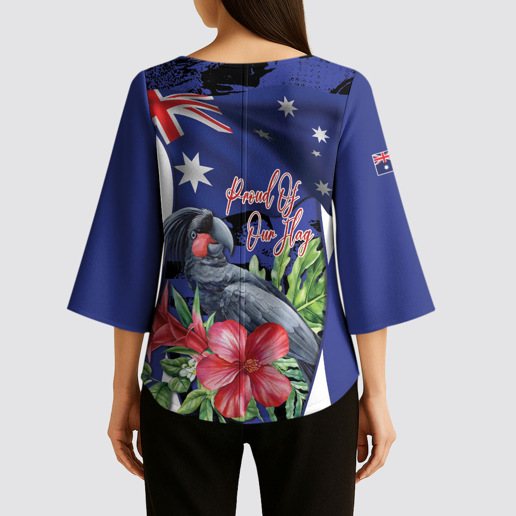 Australian National Flag Day Kimono Sleeve Blouse Palm Cockatoo Proud Of Our Flag