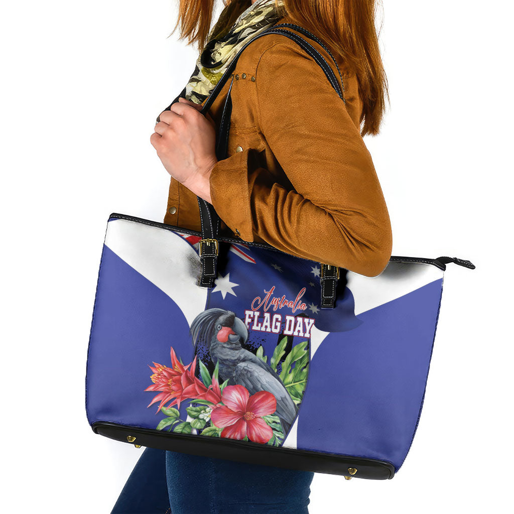 Australian National Flag Day Leather Tote Bag Palm Cockatoo Proud Of Our Flag