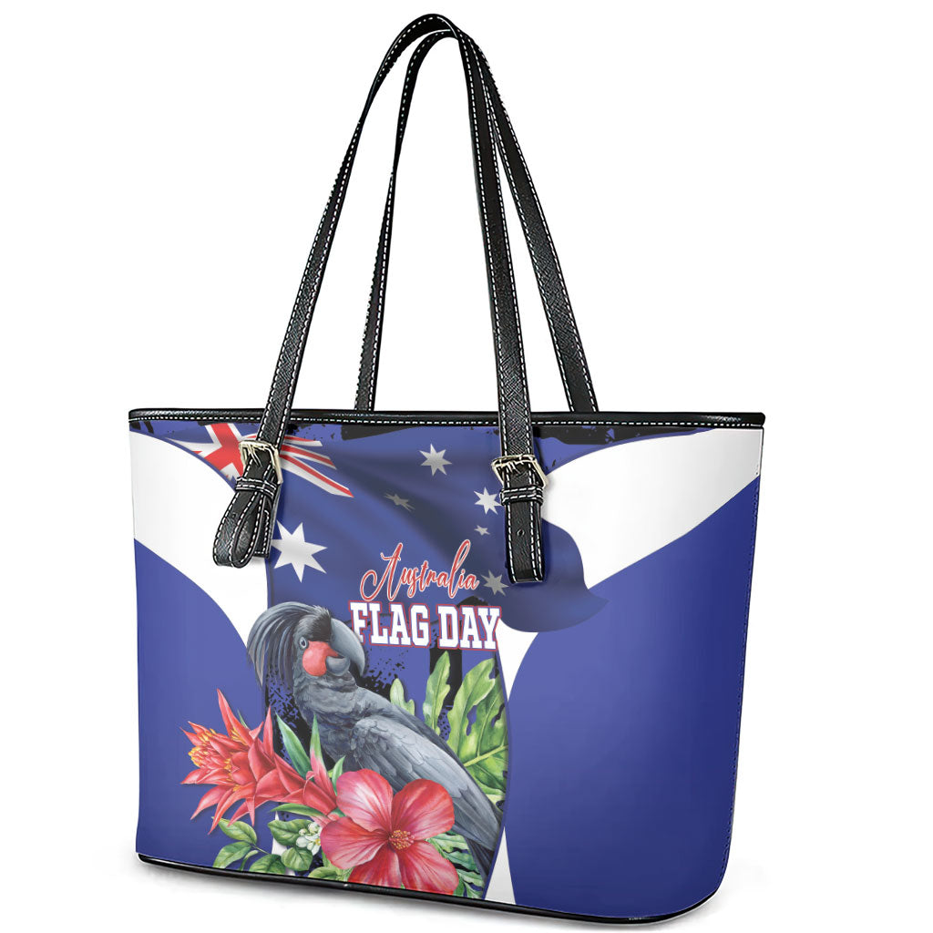 Australian National Flag Day Leather Tote Bag Palm Cockatoo Proud Of Our Flag