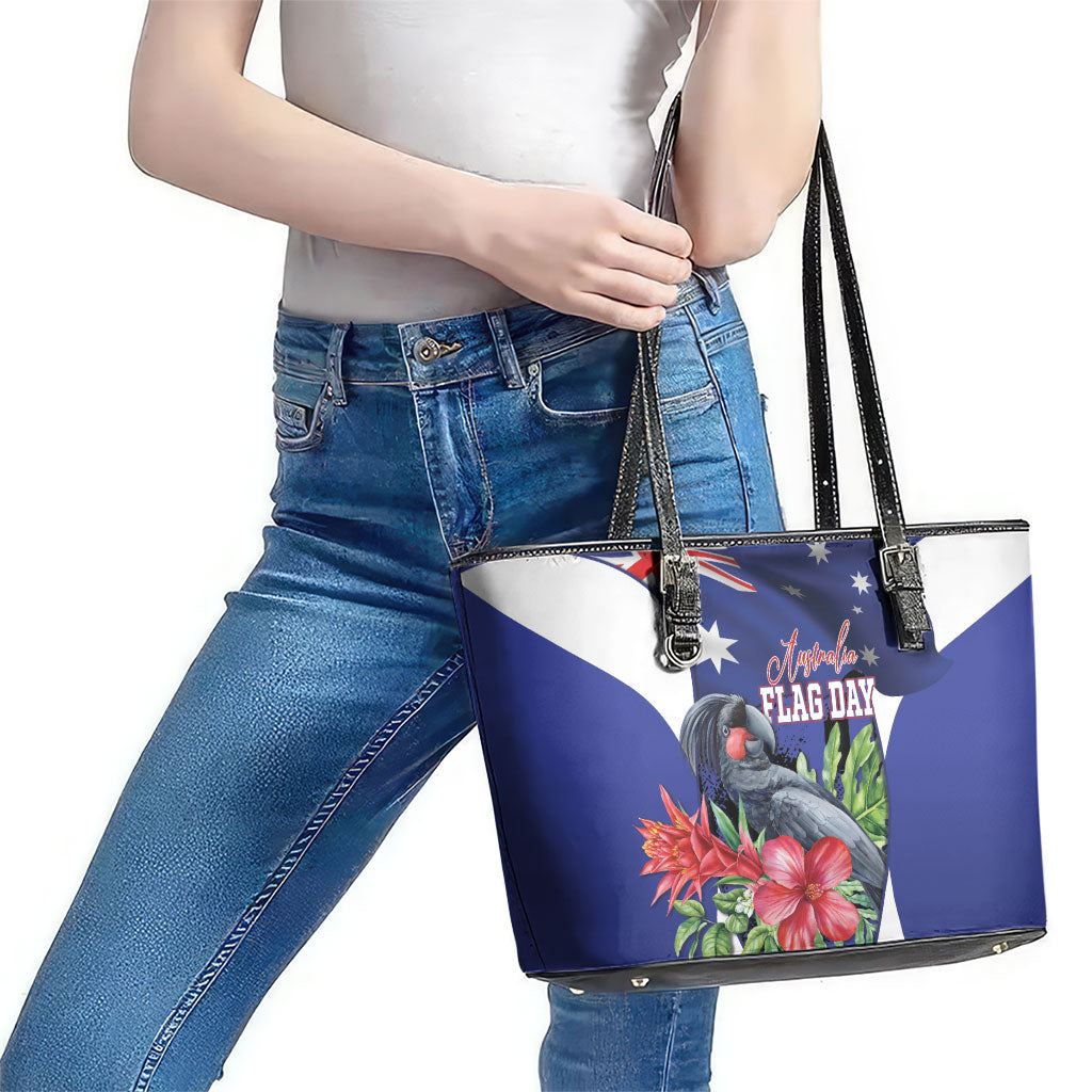 Australian National Flag Day Leather Tote Bag Palm Cockatoo Proud Of Our Flag