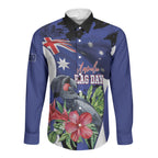 Australian National Flag Day Long Sleeve Button Shirt Palm Cockatoo Proud Of Our Flag