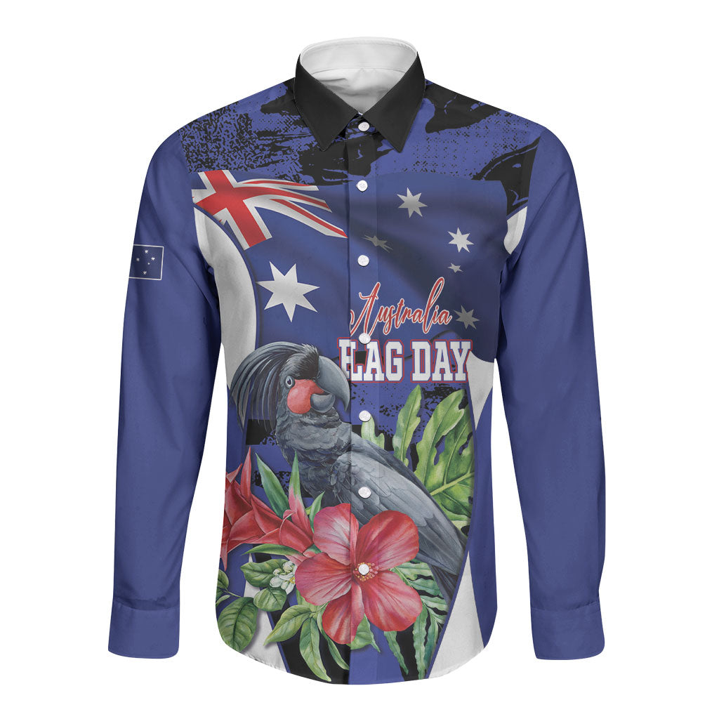 Australian National Flag Day Long Sleeve Button Shirt Palm Cockatoo Proud Of Our Flag
