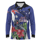 Australian National Flag Day Long Sleeve Polo Shirt Palm Cockatoo Proud Of Our Flag