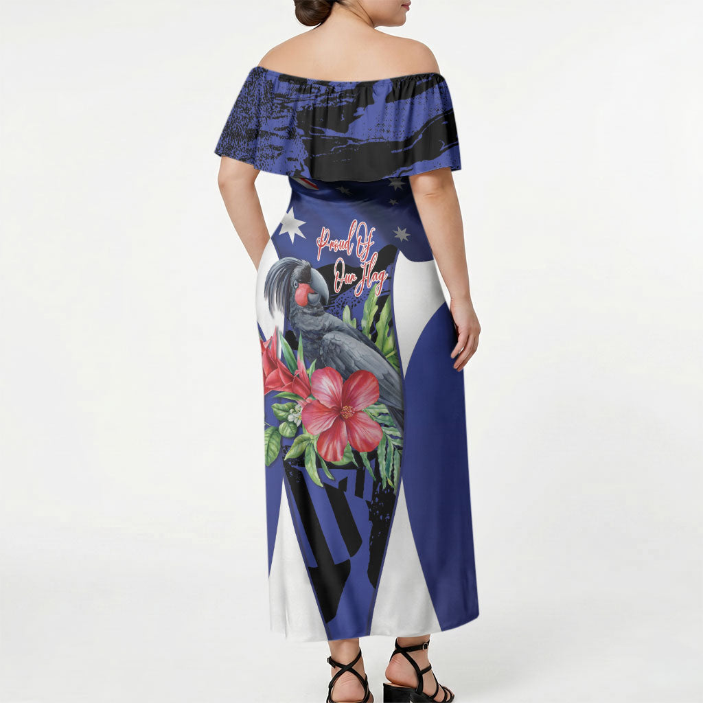 Australian National Flag Day Off Shoulder Maxi Dress Palm Cockatoo Proud Of Our Flag