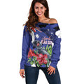 Australian National Flag Day Off Shoulder Sweater Palm Cockatoo Proud Of Our Flag