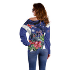 Australian National Flag Day Off Shoulder Sweater Palm Cockatoo Proud Of Our Flag