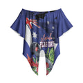 Australian National Flag Day Off Shoulder Wrap Waist Top Palm Cockatoo Proud Of Our Flag