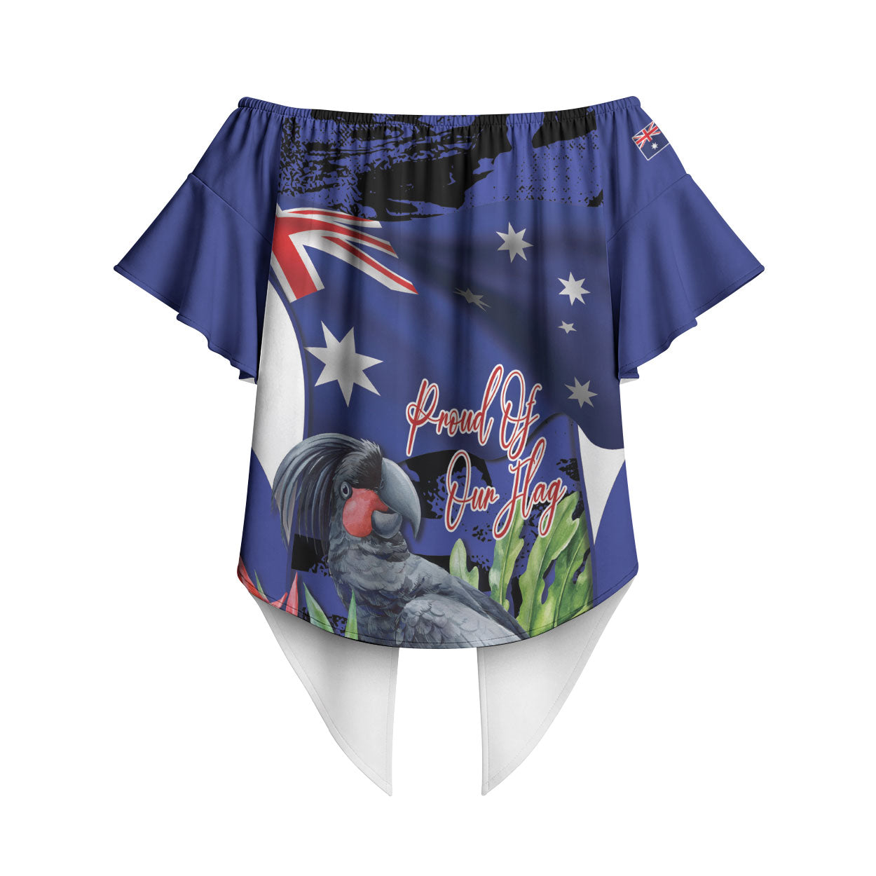 Australian National Flag Day Off Shoulder Wrap Waist Top Palm Cockatoo Proud Of Our Flag