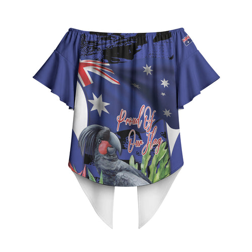 Australian National Flag Day Off Shoulder Wrap Waist Top Palm Cockatoo Proud Of Our Flag