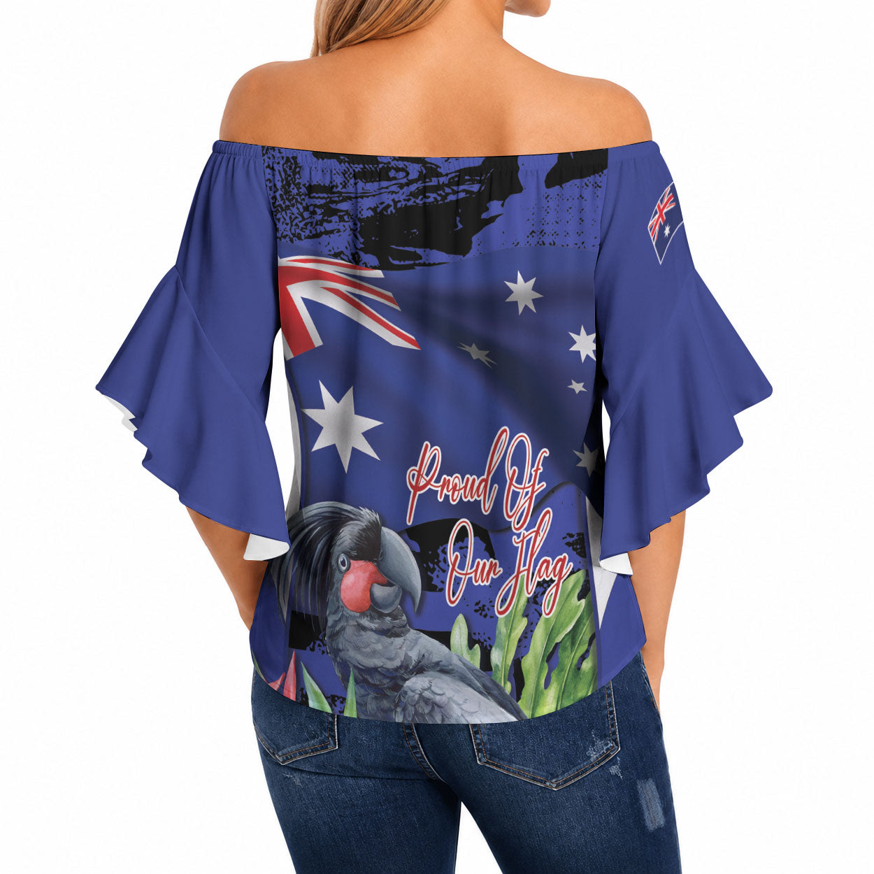 Australian National Flag Day Off Shoulder Wrap Waist Top Palm Cockatoo Proud Of Our Flag