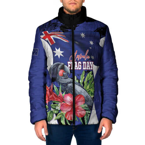 Australian National Flag Day Padded Jacket Palm Cockatoo Proud Of Our Flag