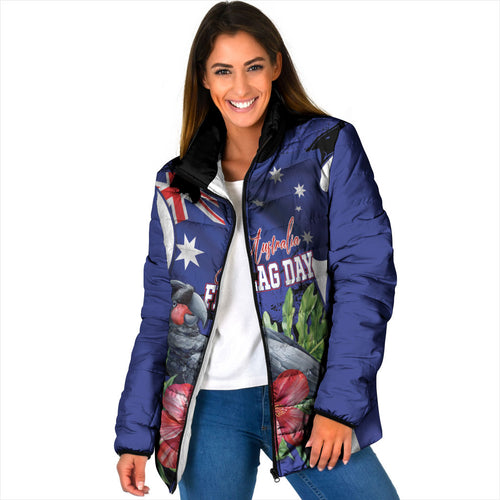 Australian National Flag Day Padded Jacket Palm Cockatoo Proud Of Our Flag