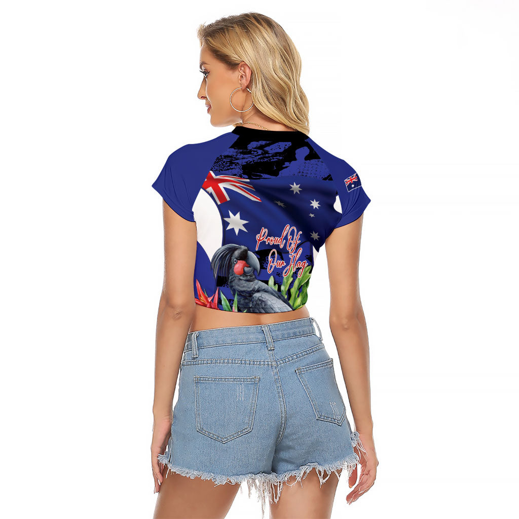 Australian National Flag Day Raglan Cropped T Shirt Palm Cockatoo Proud Of Our Flag