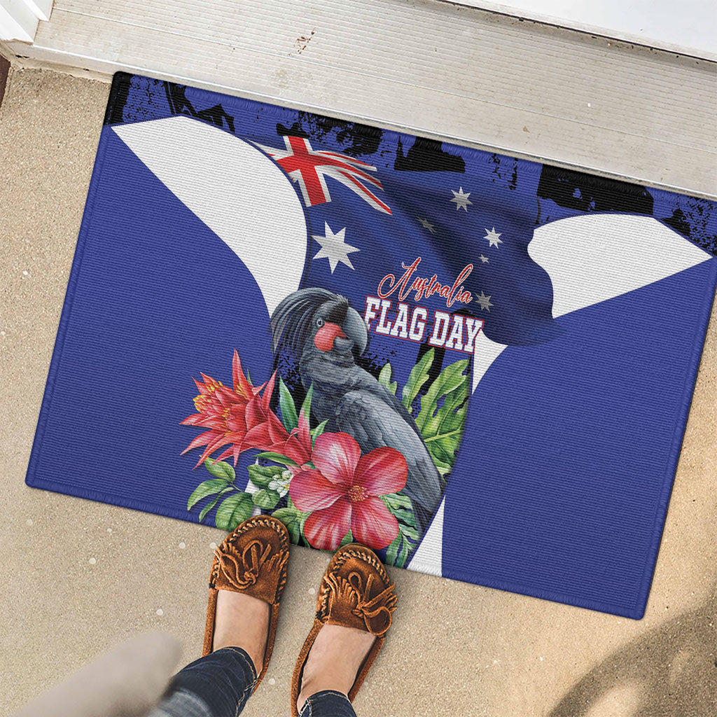 Australian National Flag Day Rubber Doormat Palm Cockatoo Proud Of Our Flag