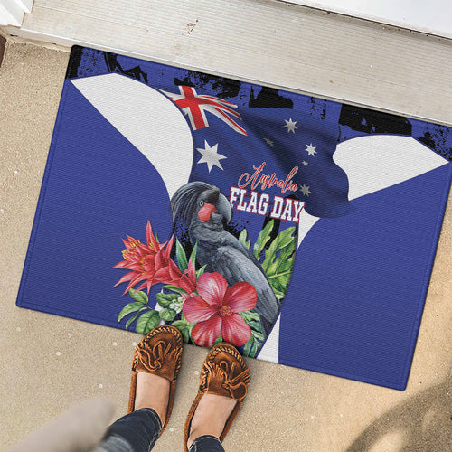 Australian National Flag Day Rubber Doormat Palm Cockatoo Proud Of Our Flag