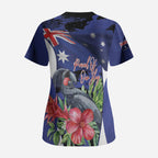 Australian National Flag Day Scrub Top Palm Cockatoo Proud Of Our Flag