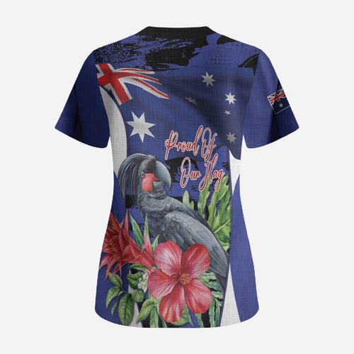 Australian National Flag Day Scrub Top Palm Cockatoo Proud Of Our Flag