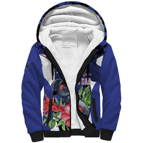 Australian National Flag Day Sherpa Hoodie Palm Cockatoo Proud Of Our Flag