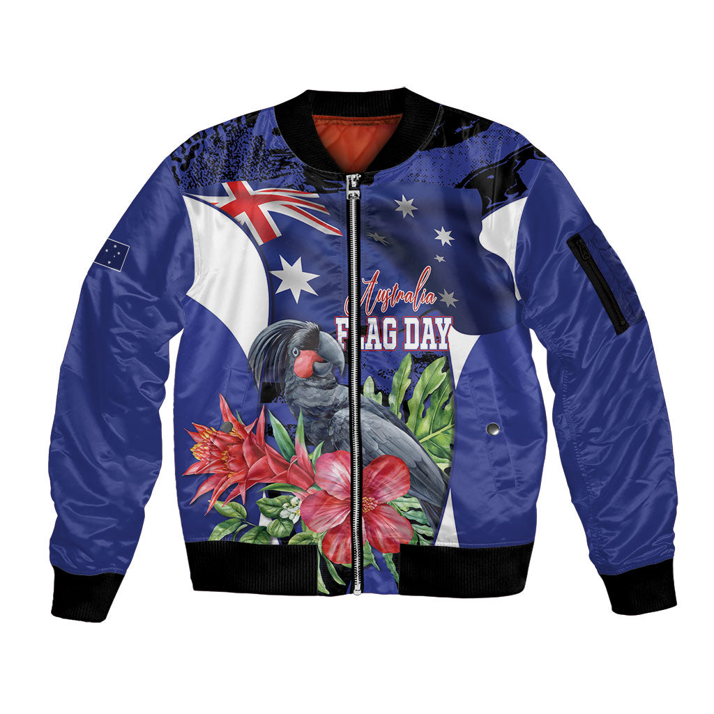 Australian National Flag Day Sleeve Zip Bomber Jacket Palm Cockatoo Proud Of Our Flag