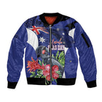 Australian National Flag Day Sleeve Zip Bomber Jacket Palm Cockatoo Proud Of Our Flag