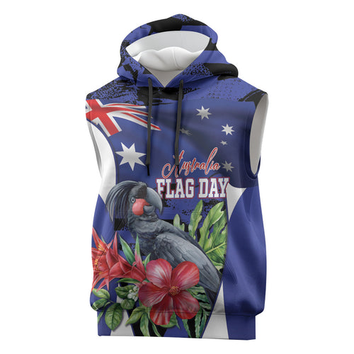 Australian National Flag Day Sleeveless Hoodie Palm Cockatoo Proud Of Our Flag