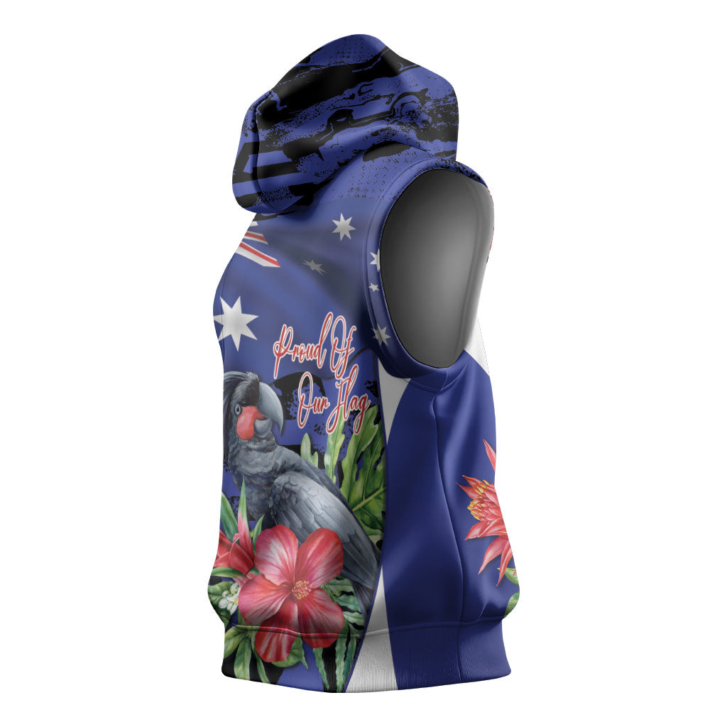 Australian National Flag Day Sleeveless Hoodie Palm Cockatoo Proud Of Our Flag