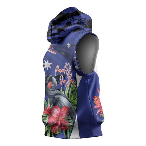 Australian National Flag Day Sleeveless Hoodie Palm Cockatoo Proud Of Our Flag