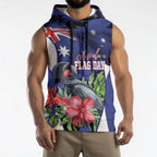 Australian National Flag Day Sleeveless Hoodie Palm Cockatoo Proud Of Our Flag