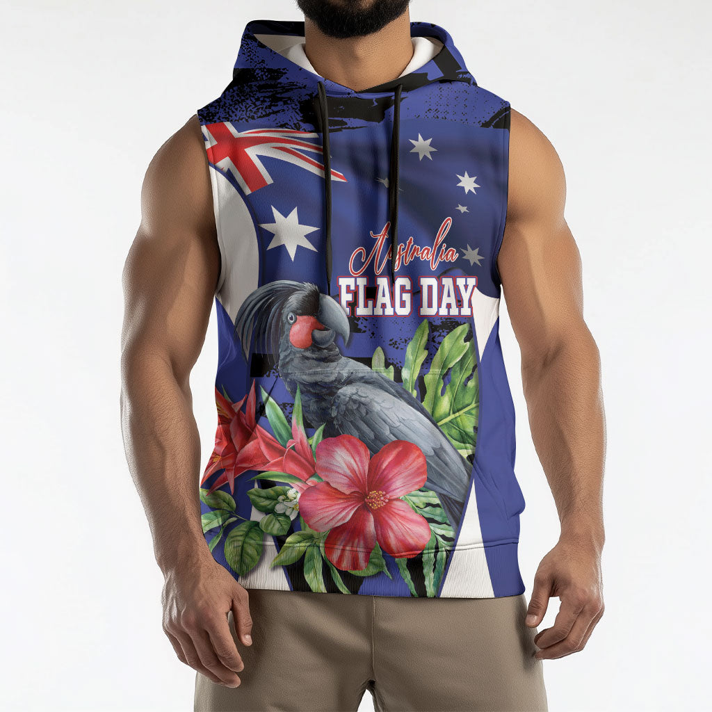 Australian National Flag Day Sleeveless Hoodie Palm Cockatoo Proud Of Our Flag