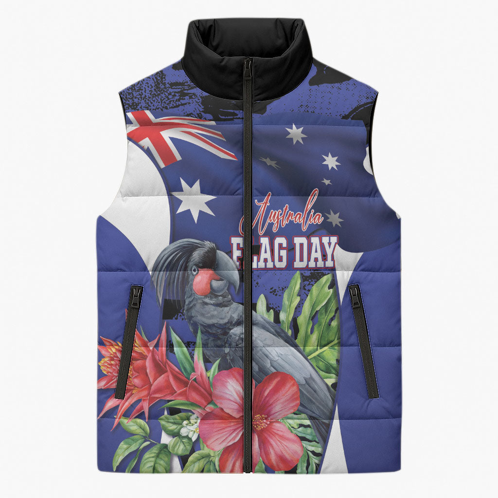 Australian National Flag Day Sleeveless Puffer Jacket Palm Cockatoo Proud Of Our Flag